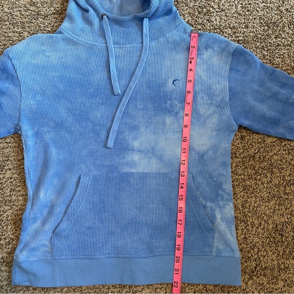 Zyia Size Small Sky Blue Waffle Knit Pullover Hoodie - Picture 6 of 7